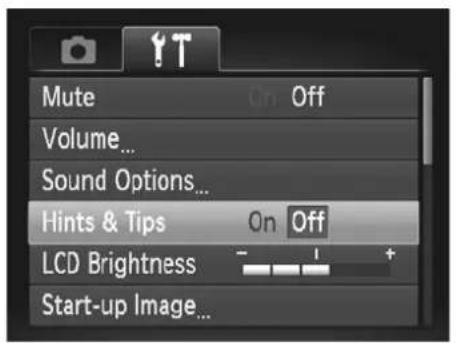 Mute On Off Volume... Sound Options... Hints & Tips On Off LCD Brightness - - + + Start-up Image...