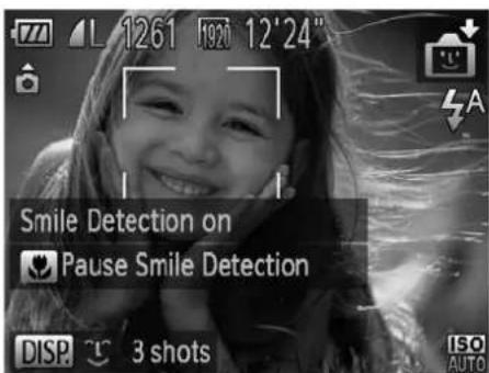 1261 1920 12'24" Smile Detection on Pause Smile Detection DISP 3 shots ISO AUTO