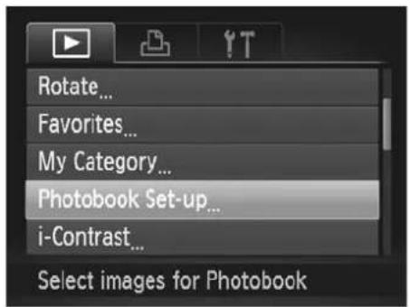 Rotate... Favorites... My Category... Photobook Set-up... i-Contrast... Select images for Photobook