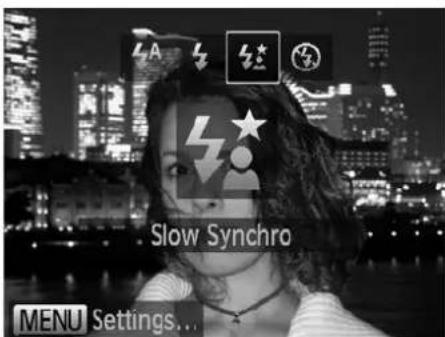 Slow Synchro MENU Settings...