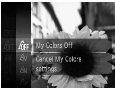 My Colors Off Cancel My Colors settings