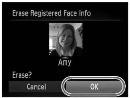 Erase Registered Face Info Amy Erase? Cancel OK