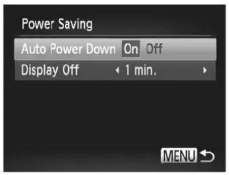 Power Saving Auto Power Down On Off Display Off 1 min.