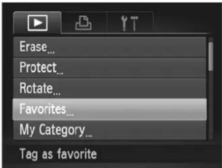 Erase... Protect... Rotate... Favorites... My Category... Tag as favorite