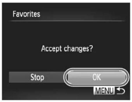 Favorites Accept changes? Stop OK MENU