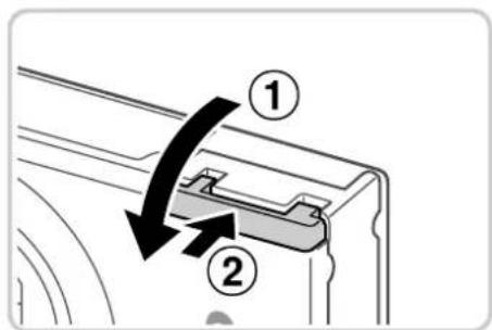 Diagram showing a mechanical component with numbered parts and directional arrows indicating motion or assembly.