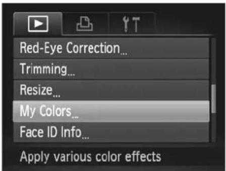 Red-Eye Correction... Trimming... Resize... My Colors... Face ID Info... Apply various color effects