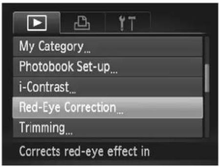 My Category... Photobook Set-up... i-Contrast... Red-Eye Correction... Trimming... Corrects red-eye effect in