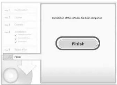 Installation of the software has been completed. Finish