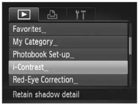 Favorites... My Category... Photobook Set-up... i-Contrast... Red-Eye Correction... Retain shadow detail