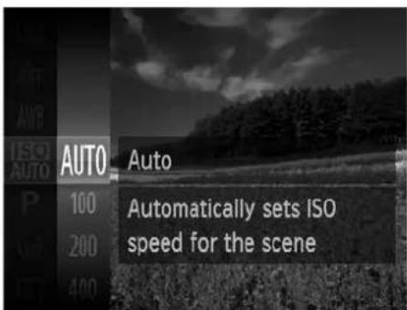 AUTO Auto Automatically sets ISO speed for the scene