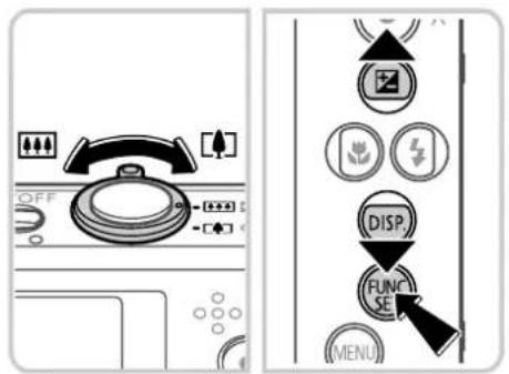 Diagram showing a rotary dial with control buttons and function labels, alongside a vertical panel with icons and labels like 'MENU' and 'FUN SE'.
