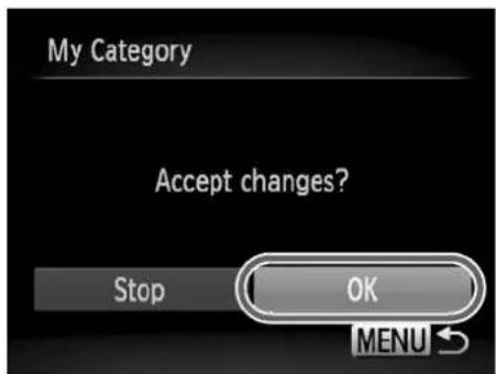 My Category Accept changes? Stop OK MENU