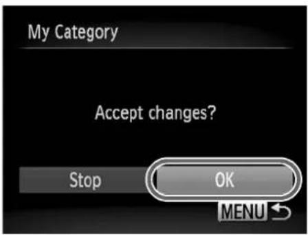 My Category Accept changes? Stop OK MENU