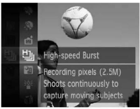 High-speed Burst Recording pixels (2.5M) Shoots continuously to capture moving subjects