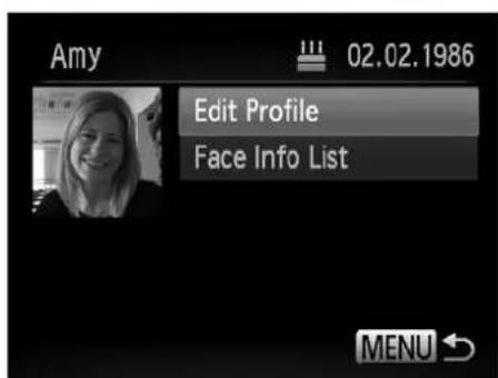 Amy Edit Profile Face Info List MENU