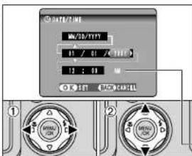 DATE/TIME M/SD/YYT 41 / 01 / 100% 12 : 48 OK SET FOC/AN-CL ① OPEN/OPEN ②