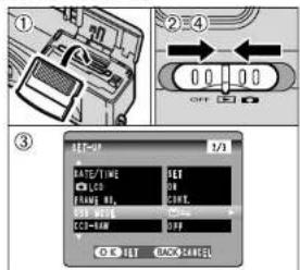 ① ② ④ OFF ③ SET-UP 1/1 DATE/TIME ON LCD ON FRANK INT. ON OFF OK SET BACK SANCEL