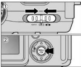 Technical diagram showing device control panel with labeled buttons and directional arrows