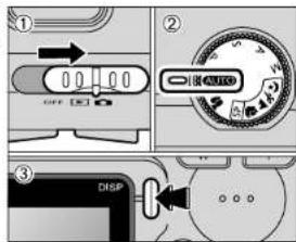 Diagram showing three labeled steps of a device control panel with arrows and a dial indicator