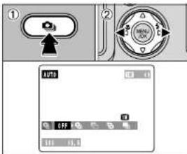 Camera control panel interface showing left and right views with settings for aperture, shutter speed, and display mode