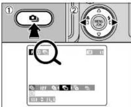 Camera menu interface with zoom and control buttons, showing mode selection and playback controls