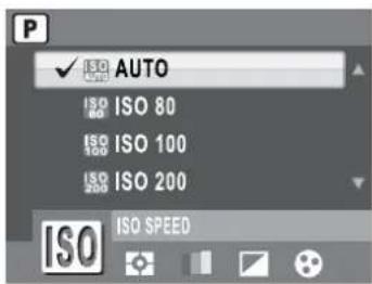 P ✓ ISO AUTO ISO 80 ISO 100 ISO 200 ISO SPEED