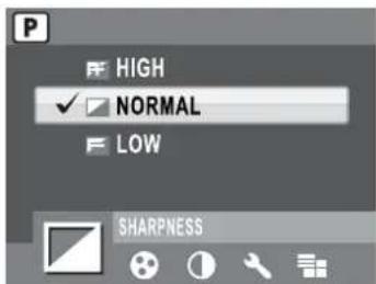 P HIGH ✓ NORMAL LOW SHARPNESS
