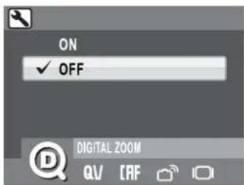 ON ✓ OFF DIGITAL ZOOM QV [RF ]