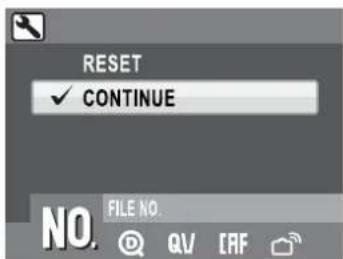 RESET ✓ CONTINUE NO. FILE NO. © QV CAF