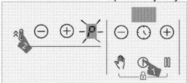 Diagram showing electrical symbols and polarity labels, including a hand gesture, minus/positive/negative signs, a switch, and a battery with a magnified view.