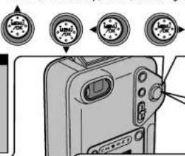 Diagram showing camera mode dial with four circular buttons labeled with icons and a close-up of the device's screen.