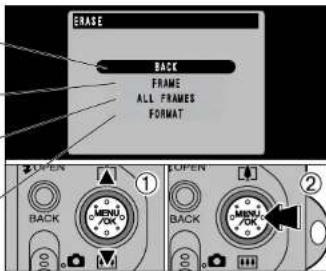 BRACE BACK FRAME ALL FRAMES FORMAT ① ② OPEN BACK MENU/OK ① OPEN BACK MENU/OK