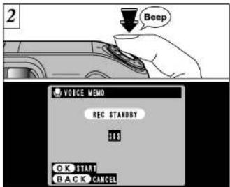 2 Beep VOICE MEMO REC STANDBY 185 OK START BACK CANCEL