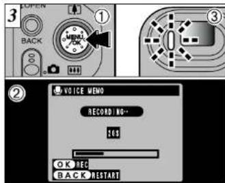 3 OPEN BACK 1 2 VOICE MEMO RECORD NO.. 2GB OK REC BACK RESTART
