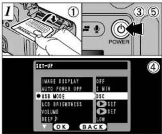 I ① ③ ⑤ POWER SET-UP IMAGE DISPLAY OFF AUTO POWER OFF ●USB MODE LCD BRIGHTNESS VOLUME DEEP P OFF 1 MIN ABC SET LOW OK BACK
