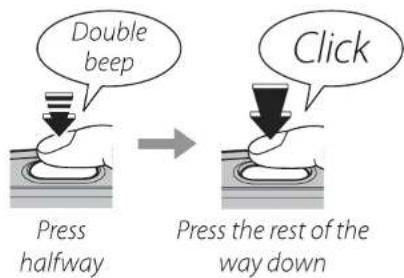 Double beep Press halfway Click Press the rest of the way down