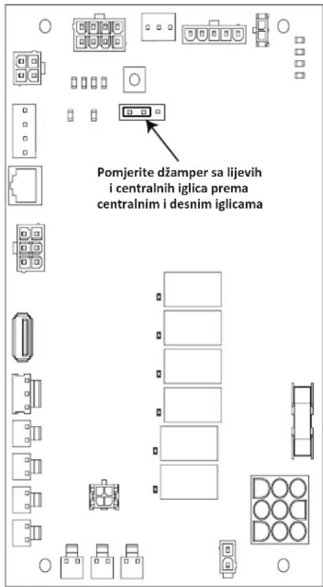 Pomjerite džamper sa lijevih i centralnih iglica prema centralnim i desnim iglicama