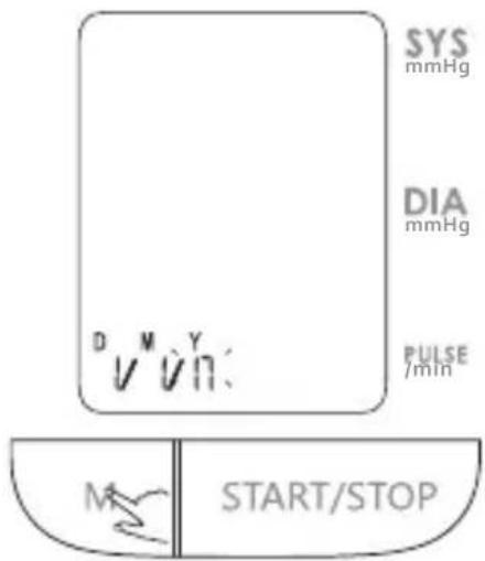 SYS mmHg DIA mmHg PULSE /min D M Y V V H: M START/STOP