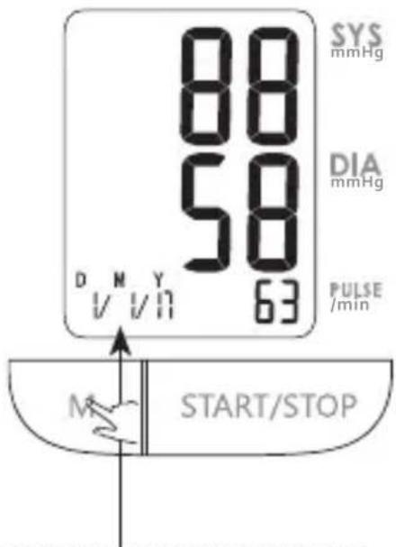 88 58 D N Y 63 V I I I SYS mmHg DIA mmHg PULSE /min M START/STOP