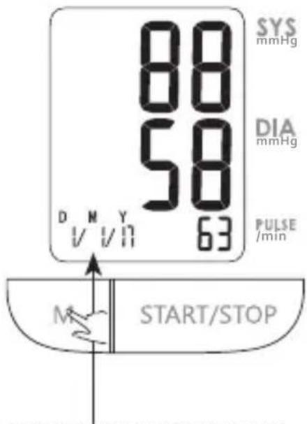 88 58 D N Y 63 V V I I SYS mmHg DIA mmHg PULSE /min M START/STOP