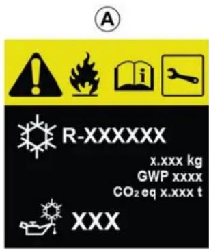 A R-XXXXXX x.xxx kg GWP xxxx CO₂ eq x.xxx t XXX