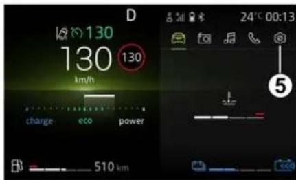 D 130 130 km/h change eco power 510 km 24°C 00:13 ⑤
