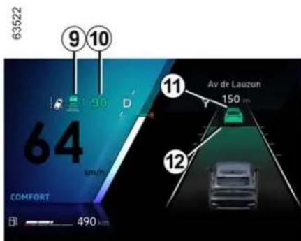 63522 ⑨ 10 64 km/h COMFORT 490 km Av de Lauzun 150 m ⑪ ⑫