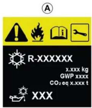 A R-XXXXXX x.xxx kg GWP xxxx CO₂ eq x.xxx t XXX