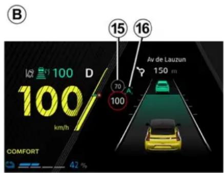 B 15 16 Av de Lauzun 150 m 100 D 70 100 100 100 100 km/h COMFORT 42 %