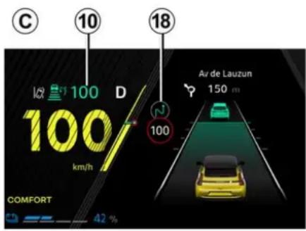 C 10 18 100/100 D km/h Air de Lauzun 150 m 100 COMFORT 42 %