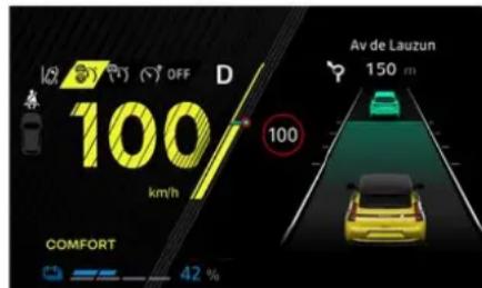 100% km/h D 100 AV de Lauzun 150 m COMFORT 42 %