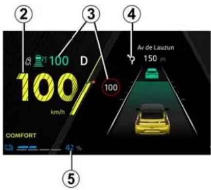 100 km/h D 100 100 Av de Lauzun 150 m COMFORT 42 % ② ③ ④ ⑤