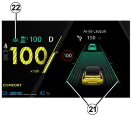 22 100 D 100 km/h 100 Av de Lauzun 150 m COMFORT 42 % 21